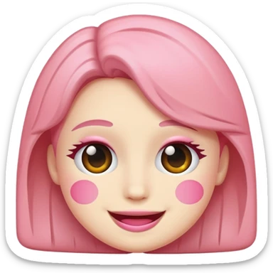 Smiling pink blush sticker
