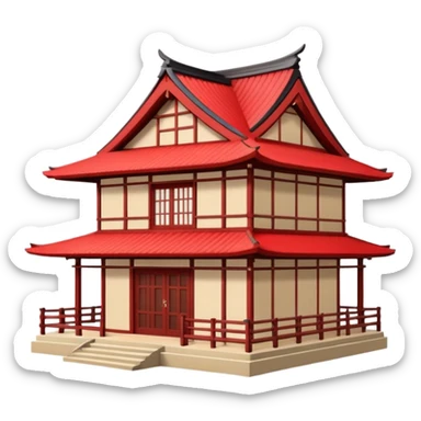 japan style wood house red beige sticker