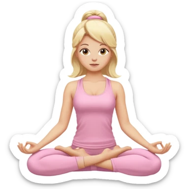 blonde yoga girl light pink clothes n sticker