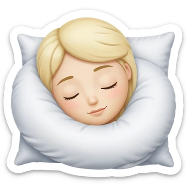 Sleeping pillow with a cozy and relaxed expression, conveying a sense of rest and comfort sticker