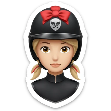 Rider helmet black matte at the back theres ribbon attached for female rider sticker