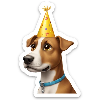 Dog has a birthday sticker