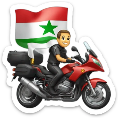 quelqu'un sur une moto avec le drapeau du Maroc derrière sticker