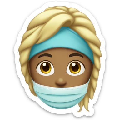Chica con mascarilla y una toalla en el pelo  sticker