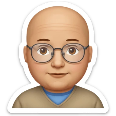 bald from the middle chubby face with glasses sticker