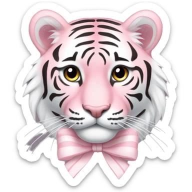 pastel pink tiger with white stripes and white bow sticker