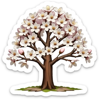 White cherry blossom tree sticker