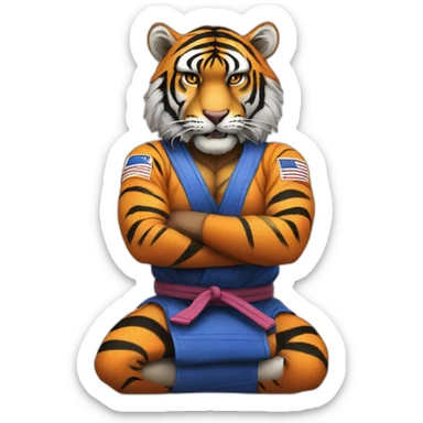 BJJ seated guard  Tiger  sticker