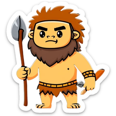 caveman with animal fur clothing and a club sticker