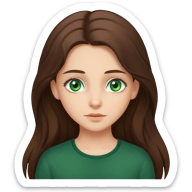 brunnete girl with long hair and lazy green eyes sticker