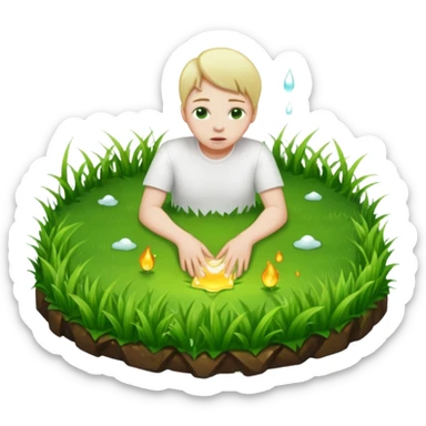 A person melting into the grass sticker