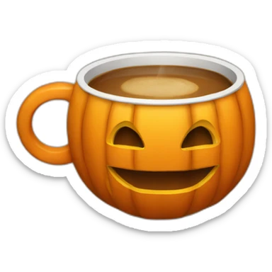 pumpkin drinking coffee sticker