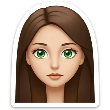 pretty woman in her 40s with green eyes and long straight ash-brown hair  sticker