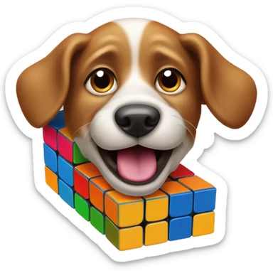 dog eating a rubix cube sticker