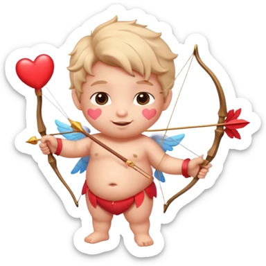 Adorable Cupid with his magical bow and arrow shooting love hearts sticker