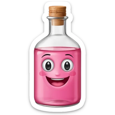 Smiling bottle of oil pink with silly face sticker