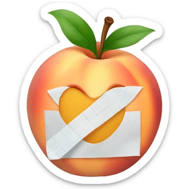 A peach with a bandaid  sticker