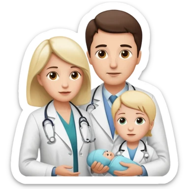 American doctor explaining to mother with sick child. for Family Medicine emoji with for family  sticker