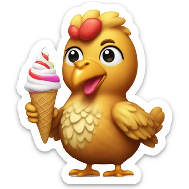 Chicken with wellies holding an ice cream sticker
