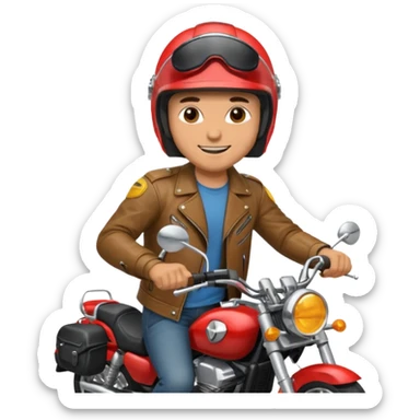 happy man riding a  motorcycle sticker