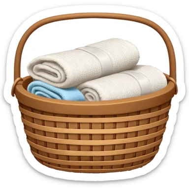 Realistic Brown basket with white towels sticker