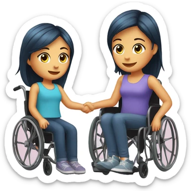 A girl next to a girl in a wheelchair  sticker