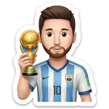 messi holding the wold cup trophy  sticker