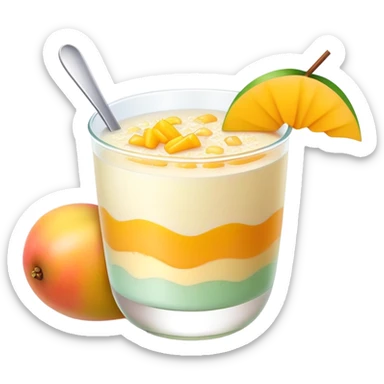 Hong Kong mango pomelo sago dessert with soft pastel colors sticker
