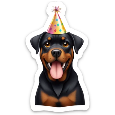 Rottweiler with birthday hat on sticker