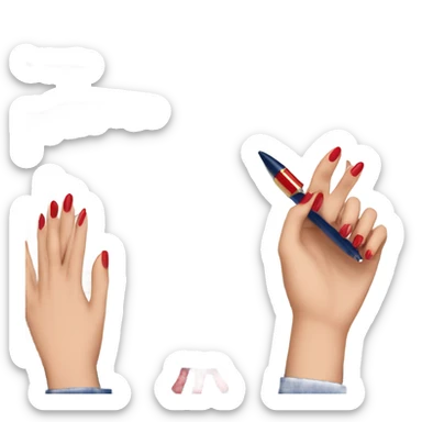 a hand with a red manicure holds a dark blue diary sticker