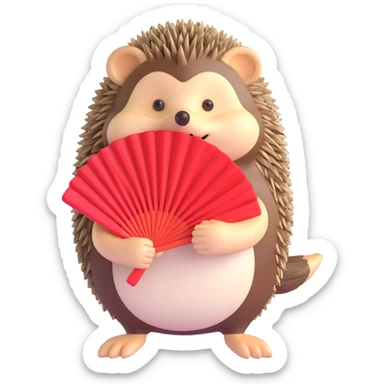 Hedgehog with a fan sticker