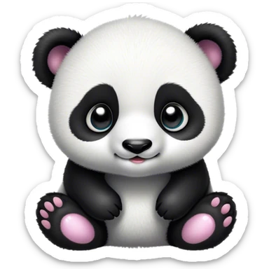 Cinematic Cute Baby Panda Portrait Emoji, Head tilted playfully and inquisitively, featuring an irresistibly fluffy, black and white Fur with an extra dose of cuddliness, round, sparkling eyes filled with boundless curiosity, Simplified yet adorably endearing features, highly detailed, glowing with a warm, friendly glow, high shine, affectionate and playful, stylized with a touch of playful charm, bright and heartwarming, soft glowing outline, capturing the essence of a mischievous yet loving baby panda, so playful it feels like it could tumble out of the screen into your arms! sticker