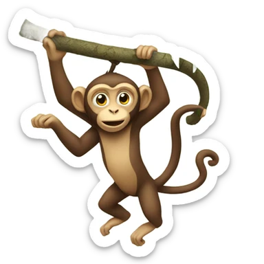 Monkey hanging from tree by tail sticker