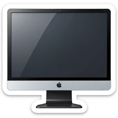 A flat-style illustration of a computer monitor . The monitor is sleek and modern, rendered in minimal detail. front view sticker