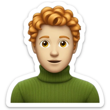 Swedish ginger boy with turtleneck. Losturous hair to the side  sticker