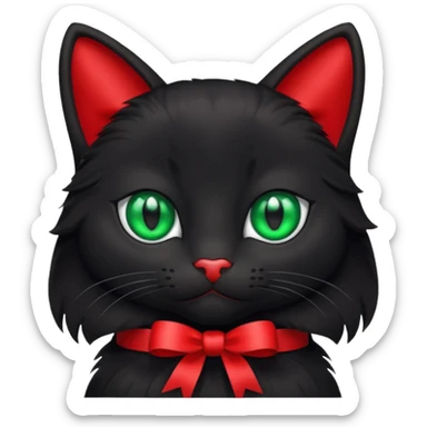 Black cat with red 🎀 emoji sticker