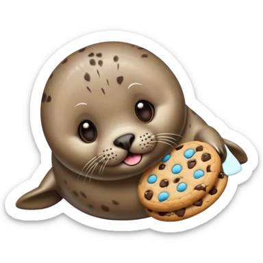 Seal eating a cookie sticker