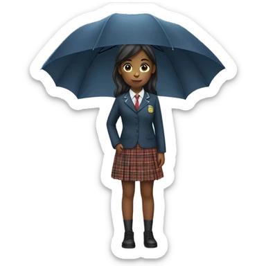 A girl school uniform hold umbrella  sticker