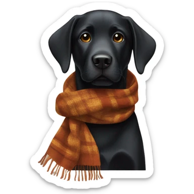 Black Labrador with fall scarf sticker
