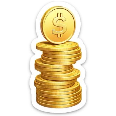 Clash of Clans aesthetic: Cinematic Playful Pixel 3D Coin Stack Portrait Emoji, rendered in a 3D vector-style similar to standard emojis with minimal shading and bold, simplified shapes. A compact, distinct form with signature details, softly glowing with a pixelated adventure charm. Simplified yet unmistakably iconic, highly detailed and consistent, glowing with a soft radiance and high shine. Stylized with a touch of classic pixel-art charm and a soft glowing outline, capturing the essence of a beloved gaming relic with a friendly, playful manner! sticker