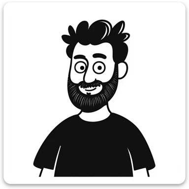 hand-drawn doodle style man with beard and spiky hairstyle sticker