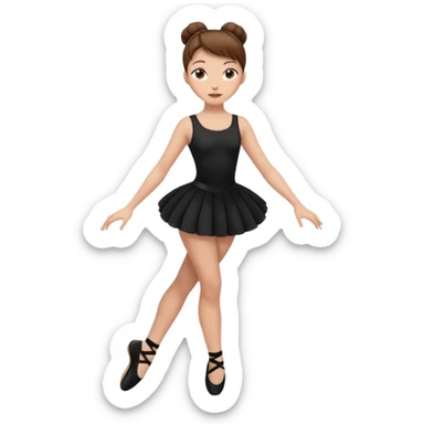 menina cabelos castanhos pele branca com coque vestida de roupas de jazz e sapatilhas pretas sticker