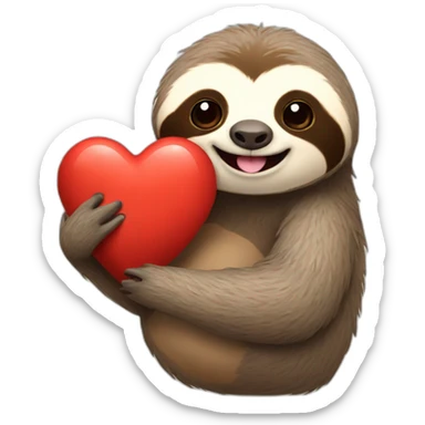 sloth holding a big heart sticker