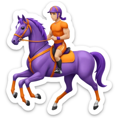 ok créée moi une emoticone simple pour une athletes d'endurance ( horse ) et un pour un endurance Horse - couleur dans ces tons violet, orange , blanc et assure toi du nombre de patte correct ( 4 ) sticker