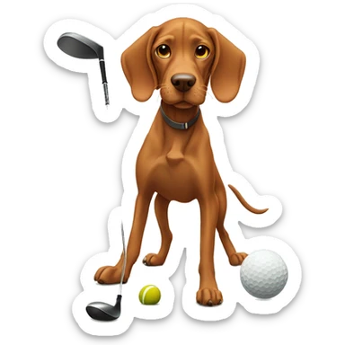 Vizsla playing golf sticker