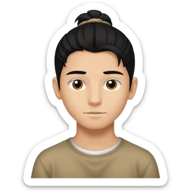 homme cheveux noir long attaché sans cheveux dépassant  16 ans, un peu bronzé sticker