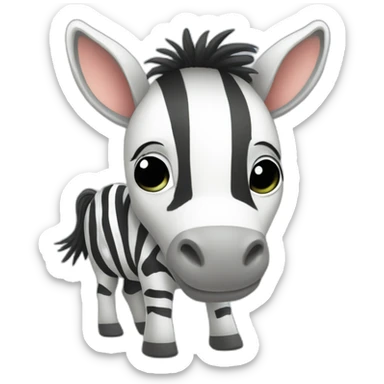 Cute donkey with white zebra stripes living in jungle sticker