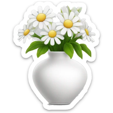 White flowers in vase sticker