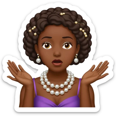Black woman clutching pearls on neck with hands and looking shocked  sticker