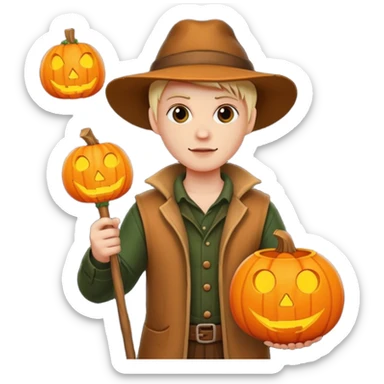 Hunter With Jack o Lantern, with wand sticker